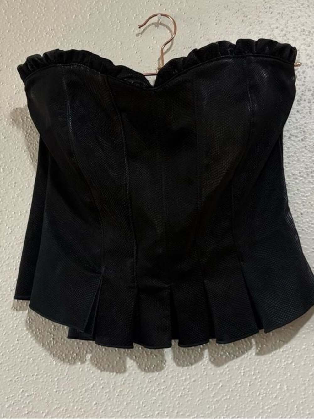 Kirious Black Faux Snakeskin Zip Corset Top Size Small